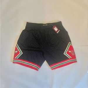 Mitchell & Ness Black and Red Athletic Shorts